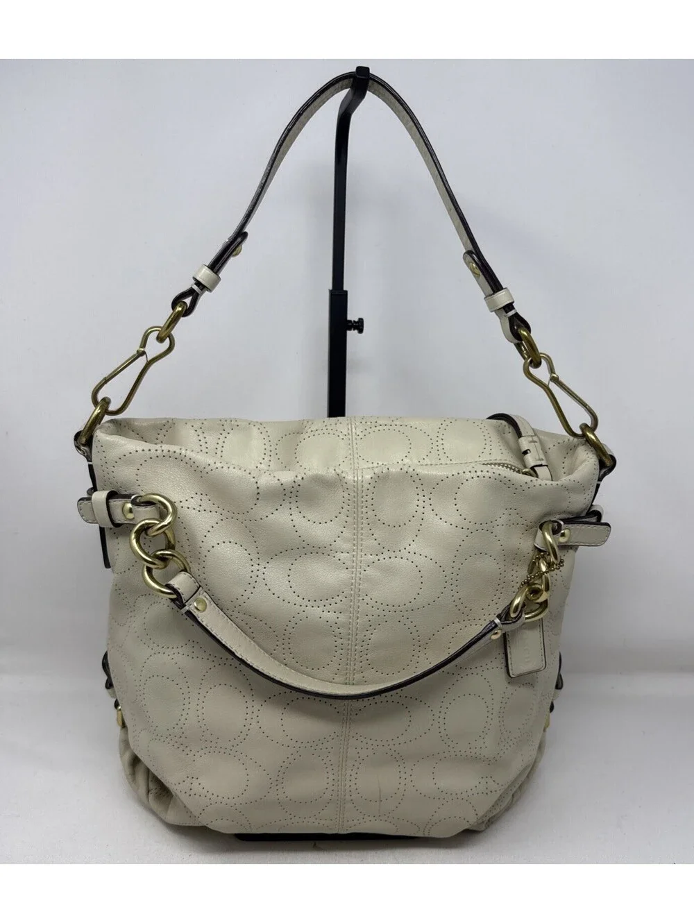 Coach Brooke Convertible Leather Shoulder Hobo bag  Ivory